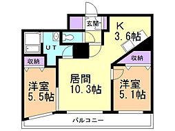 グランカーサ北3条 2LDKの間取図画像