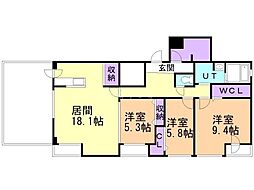 札幌市中央区南十一条西13丁目マンション 3LDKの間取図画像