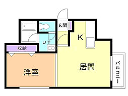 カルペディエムミヤガオカ 1DKの間取図画像