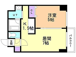 ラ・ヴィスタ行啓通り 1DKの間取図画像