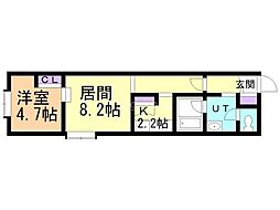 W912 1LDKの間取図画像