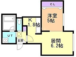 植物園テラス 1LDKの間取図画像
