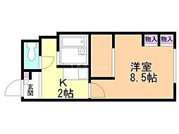 レオパレスセントラル南4条B 1Kの間取図画像