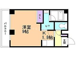 ルーブル4条館 1Kの間取図画像