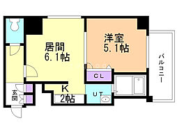 グランカーサ南11条 1LDKの間取図画像