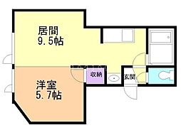 キラメック円山東2 1DKの間取図画像