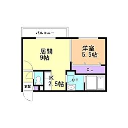 ローワン 1LDKの間取図画像