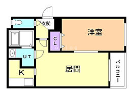 クオーレ円山 1LDKの間取図画像