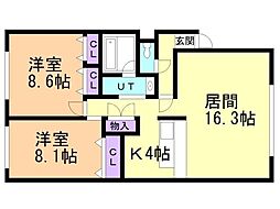 ING-R2 2LDKの間取図画像