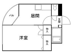 エンドレス三井 1DKの間取図画像