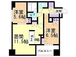 ラフィネタワー札幌南3条 2LDKの間取図画像