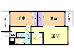 THERESIDENCEPARKKOSAI 2LDKの間取図画像