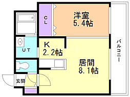 セブンスコートN14 1LDKの間取図画像
