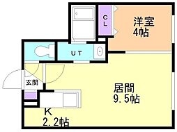 ラ・ムーン菊水 1LDKの間取図画像