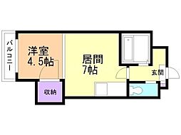 菊水コート 1LDKの間取図画像