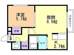 ミルキーウェイ菊水 1LDKの間取図画像