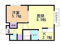 ミルキーウェイ菊水 1LDKの間取図画像