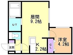 Empress中島公園 1LDKの間取図画像