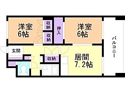 JIすすきのビル 2DKの間取図画像