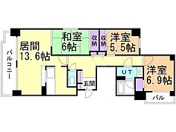 パシフィック近代美術館前 3LDKの間取図画像