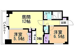 ラディア近代美術館前 2LDKの間取図画像