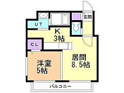 スペチアーレ札幌 1LDKの間取図画像
