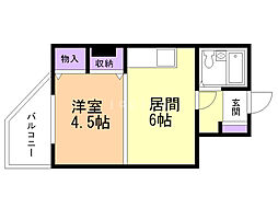 ステージ13 1DKの間取図画像