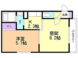 グランメール康友館 1LDKの間取図画像