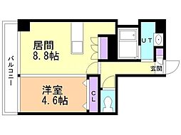 ノースプレミア大通北 1LDKの間取図画像