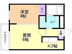 ヴィレッジ北大通壱番館 1LDKの間取図画像