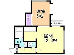 第六司レジデンス 1LDKの間取図画像