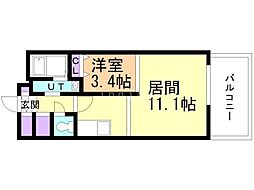 イリオス中島公園 1LDKの間取図画像