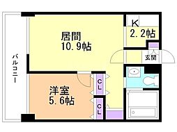 ビッグパレス南4条B棟 1LDKの間取図画像