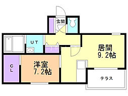 アッパーヴィレッジ 1DKの間取図画像