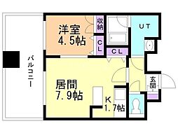 レガーロ美術館通 1LDKの間取図画像