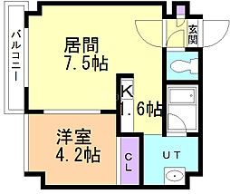 カサブランカ参番館 1LDKの間取図画像