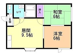 ファミリーコート 2DKの間取図画像
