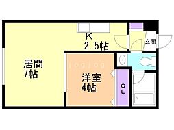モア南6条 1LDKの間取図画像