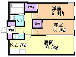 ASAHIYAMACITY.STELLA 2LDKの間取図画像