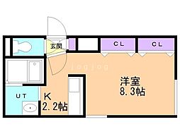 トラストコート北九条 1Kの間取図画像