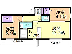 ヴェンティアストロ 2LDKの間取図画像