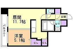 スペチアーレ伏見 1LDKの間取図画像