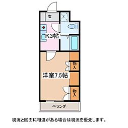 クオリティ白眉 1Kの間取図画像