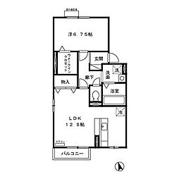 グリシーヌB棟 1LDKの間取図画像