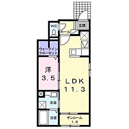 ワイズアドニス3A 1LDKの間取図画像