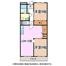 リンピア石橋 2LDKの間取図画像