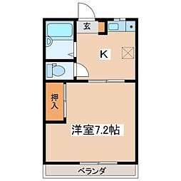 コーポ美鈴 1Kの間取図画像