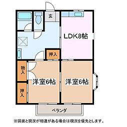 コーポリヴハウス 2LDKの間取図画像