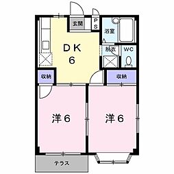 エンジェルハウスB 2DKの間取図画像