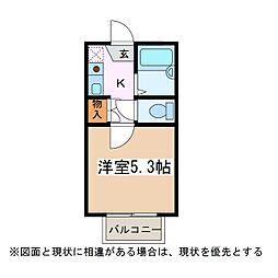 シャトレー渚 1Kの間取図画像